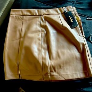 Tan Faux Leather Skirt